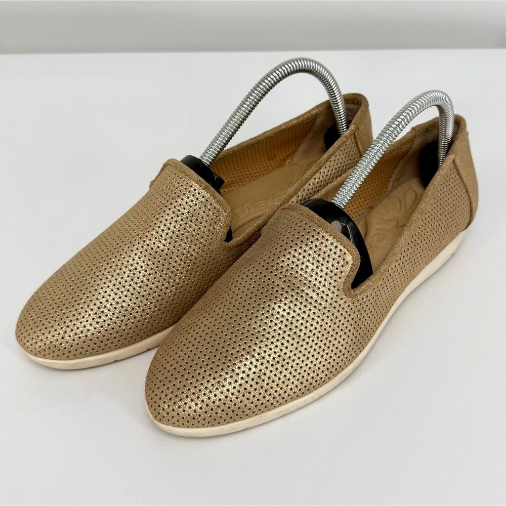 Alex Marie Gold Metallic Slip on Loafer Shoes, Women's 9.5